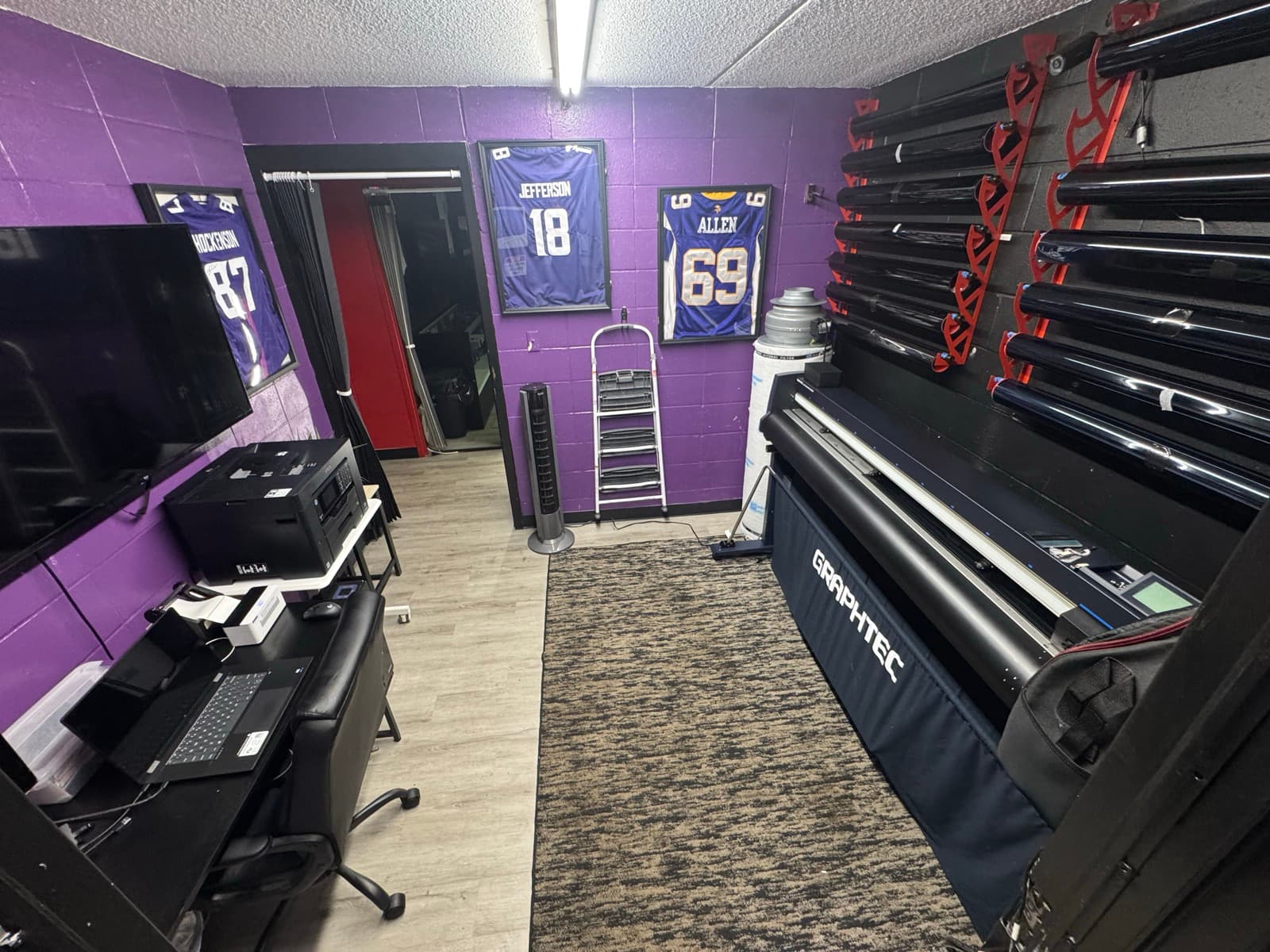 Doctor Detail cutting room — Graphtec plotter and 3M pattern workstation in Eagan MN